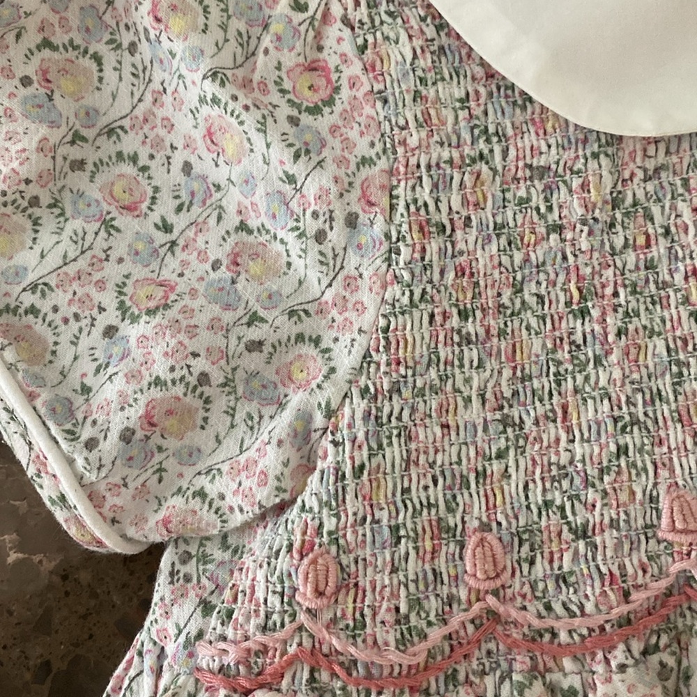 Floral Kids Dress with White Collar Size 5-6